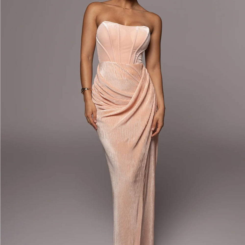 JLUXLABEL Women’s Blush True Bliss Maxi Skirt -blush pink, medium, velour- NWT